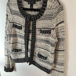 INC International Concepts Black and Cream Cardigan